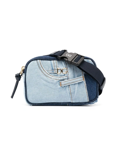 Dolce & Gabbana Kids' Patchwork Denim Belt Bag In Blue