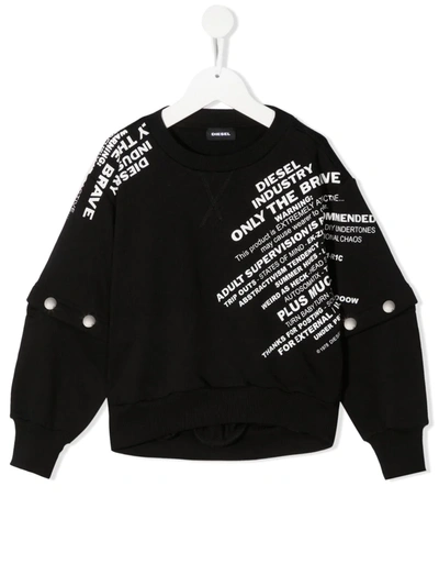Diesel Teen Logo-print Sweatshirt In Black