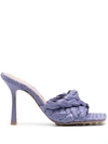 Bottega Veneta Purple Raffia Stretch Heeled Mules