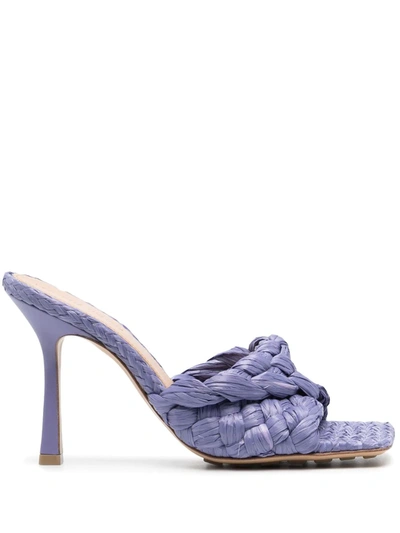 Bottega Veneta Purple Raffia Stretch Heeled Mules