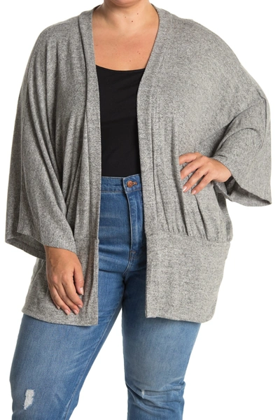 All In Favor Two-tone Hacci Cardigan Sweater In H Grey