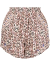 NICOLE MILLER PARTRIDGE STRIPE EMBROIDERED SHORTS