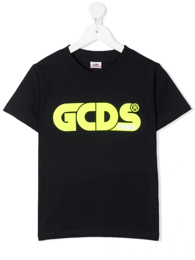 Gcds Kids' Logo-print T-shirt In Black