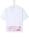 GCDS TEEN LOGO-EMBROIDERED CROPPED T-SHIRT