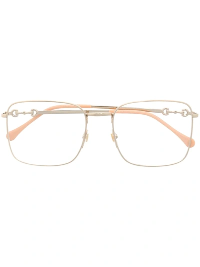 Gucci Horsebit Detail Square-frame Glasses In Gold