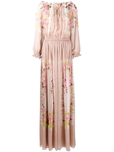 Alberta Ferretti Floral-print Chiffon Dress In Pink
