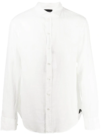 EMPORIO ARMANI OFFICIAL STORE GARMENT-DYED LINEN SHIRT WITH FRENCH COLLAR 