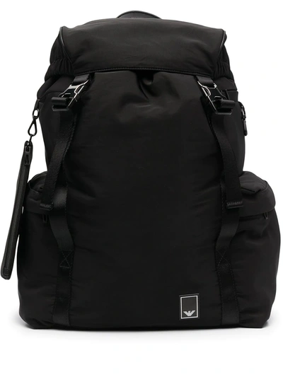 Emporio Armani Logo-patch Backpack In Black