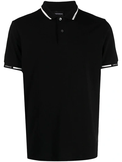 Emporio Armani Contrast-trim Polo Shirt In Black