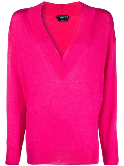 Tom Ford Deep V-neck Jumper In Pink