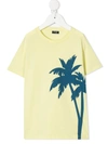 Il Gufo Palm Tree-print Cotton T-shirt In Yellow