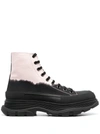 ALEXANDER MCQUEEN TWO-TONE LACE-UP BOOTS