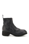 Guidi Front Zip Leather Ankle Boots In Blkt (black)