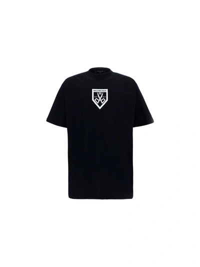 Balenciaga Logo Printed T-shirt In Black