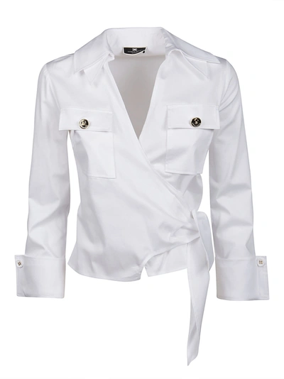 Elisabetta Franchi Celyn B. Cropped Wrap-blouse Elisabetta Franchi In White