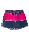 Alberta Ferretti Blue And Fuchsia Cotton-denim Shorts In Fucsia