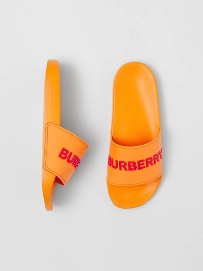 Burberry Women's Furley Logo Slide Sandals In Deep Orange