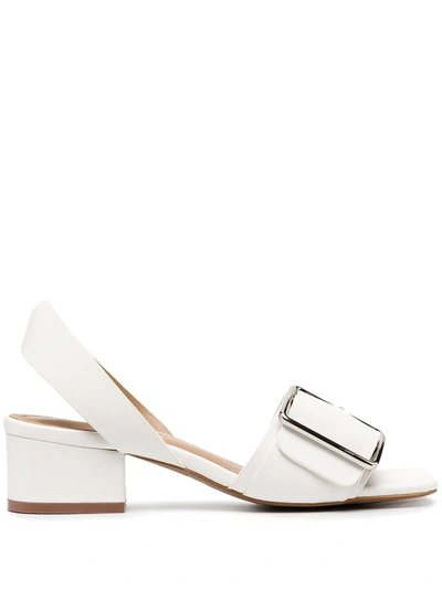 12 Storeez Buckle-detail Leather Sandals In White