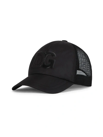 Dolce & Gabbana Kids' Nylon Baseball Cap With 3d Logo In Black