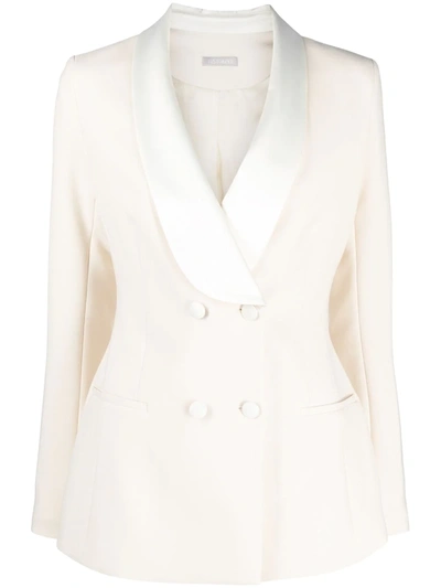 12 Storeez Double-breasted Shawl Blazer In Neutrals