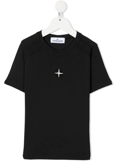 Stone Island Junior Kids' Logo-print Short-sleeved T-shirt In Black