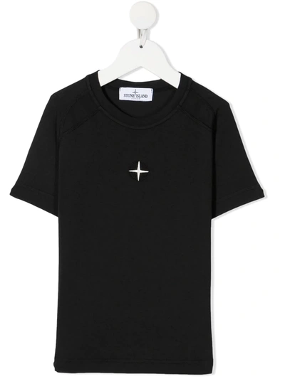 Stone Island Kids' Logo-print Short-sleeved T-shirt In Black