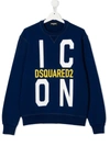 Dsquared2 Icon Print Cotton Sweatshirt In Blue