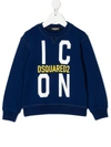 Dsquared2 Icon Print Cotton Sweatshirt In Blue