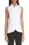 Akris Notched Stand-collar Sleeveless Button-front Blouse In White