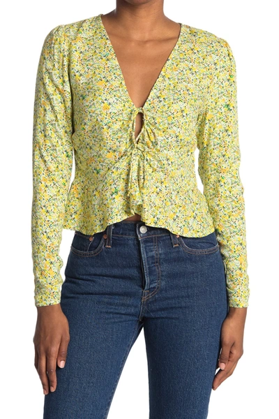 Afrm Lipa Printed Top In Yellow Ditsy