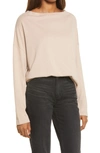 Allsaints Rita Oversize One-shoulder Long Sleeve Tee In Pale Smoke