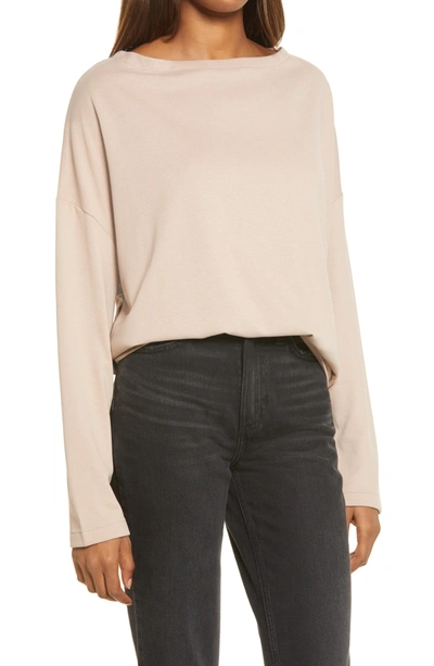 Allsaints Rita Oversize One-shoulder Long Sleeve Tee In Pale Smoke