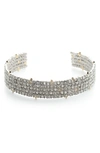 ALEXIS BITTAR CRYSTAL ACCENT LACE CUFF IN SILVER,889519044534