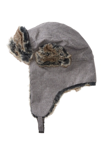 San Diego Hat Faux Fur Trim Ear Flap Hat In Grey