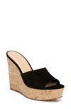 Veronica Beard Dali Woven Cork Platform Wedge Mules In Black