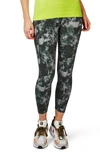 Sweaty Betty Zero Gravity 7/8 Running Leggings In Green Tie Dye Print