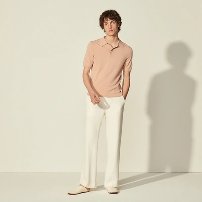 Sandro Fine Knit Polo Shirt With Short Sleeves In Pink