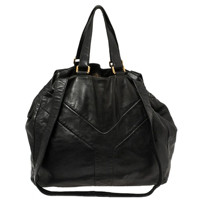 Pre-owned Saint Laurent Black Leather Double Sac Y Tote