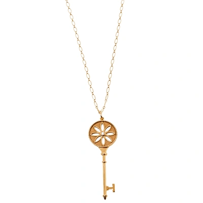 Pre-owned Tiffany & Co Daisy Key Diamond 18k Rose Gold Long Pendant Necklace
