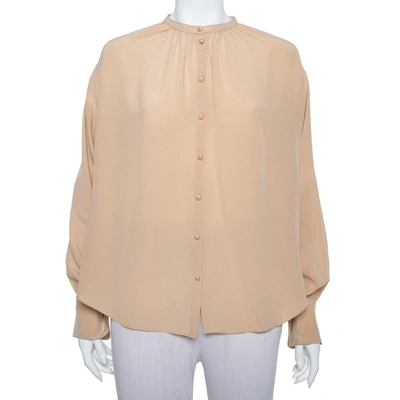 Pre-owned Joseph Beige Silk Oriental Neckline Everett Top M