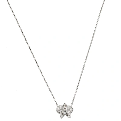 Pre-owned Cartier Caresse D'orchidees Diamond 18k White Gold Small Model Necklace