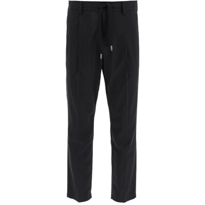 Pre-owned Dolce & Gabbana Black Stretch Wool Jogging Pants Size Eu 50