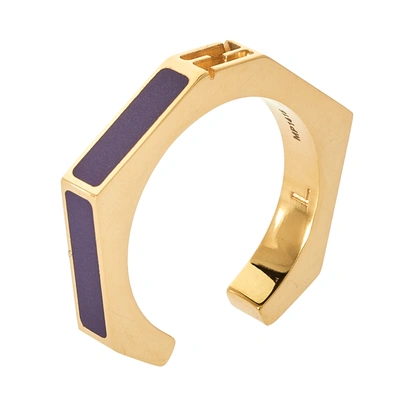 Pre-owned Fendi Purple Gold Tone Baguette Ring L
