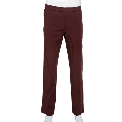 Pre-owned Valentino Burgundy Wool Straight Leg Track Pants S
