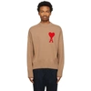 Ami Alexandre Mattiussi Ssense Exclusive Beige Oversize Ami De Cœur Sweater In Neutrals