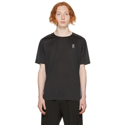 On Performance Colour-block Stretch-mesh T-shirt In Black Dark