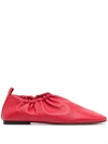 3.1 Phillip Lim Ruched Leather Flat Loafer Slippers In Red