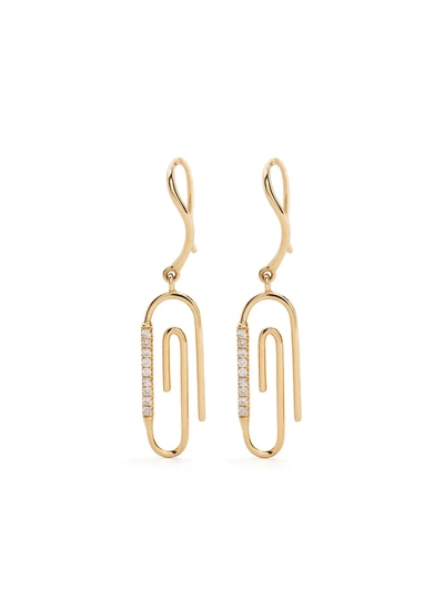 Aurelie Bidermann 18kt Yellow Gold Paperclip Diamond Earrings