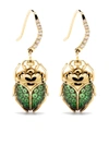 AURELIE BIDERMANN 18KT YELLOW GOLD SCARAB TSAVORITE AND DIAMOND EARRINGS