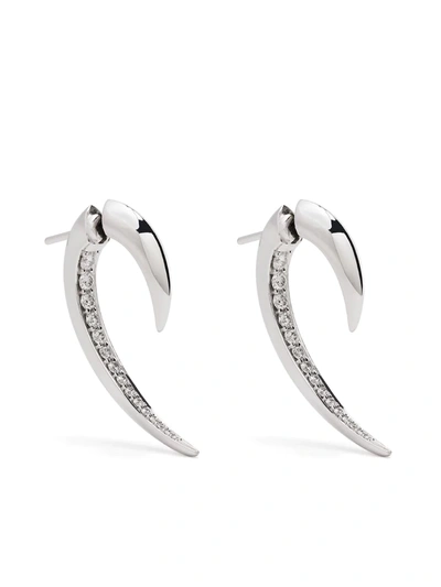 Shaun Leane 18kt White Gold Hook Diamond Earrings In Silver